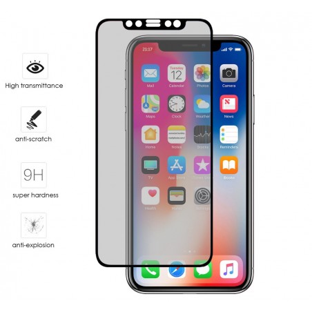 Protector Cristal Templado Frontal Completo Negro para Iphone X / XS Vidrio