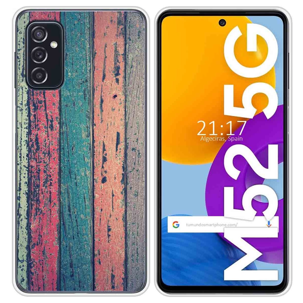 Funda Silicona para Samsung Galaxy M52 5G diseño Madera 10 Dibujos