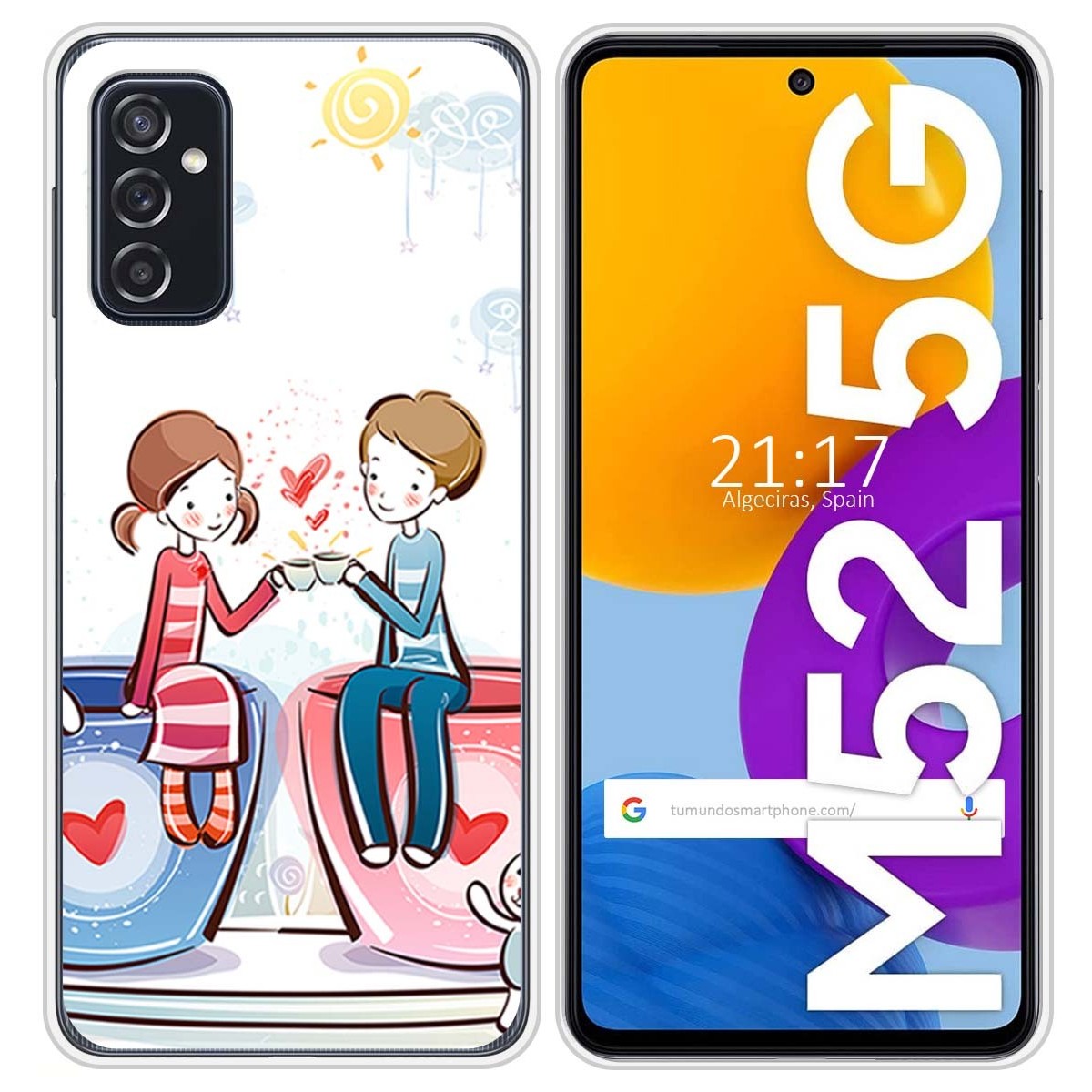 Funda Silicona para Samsung Galaxy M52 5G diseño Café Dibujos