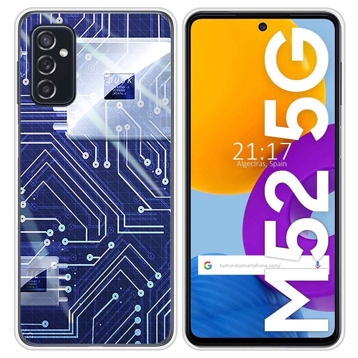 Funda Silicona para Samsung Galaxy M52 5G diseño Circuito Dibujos