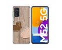 Funda Silicona para Samsung Galaxy M52 5G diseño Corazones Madera Dibujos