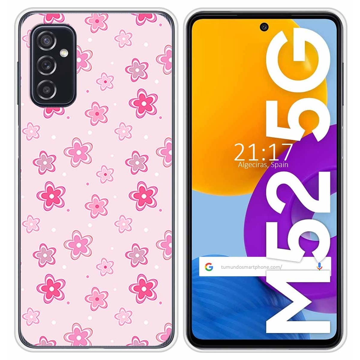 Funda Silicona para Samsung Galaxy M52 5G diseño Flores Dibujos