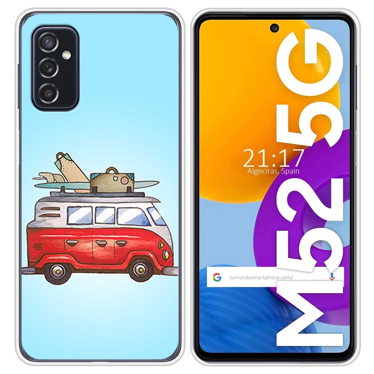Funda Silicona para Samsung Galaxy M52 5G diseño Furgoneta Dibujos