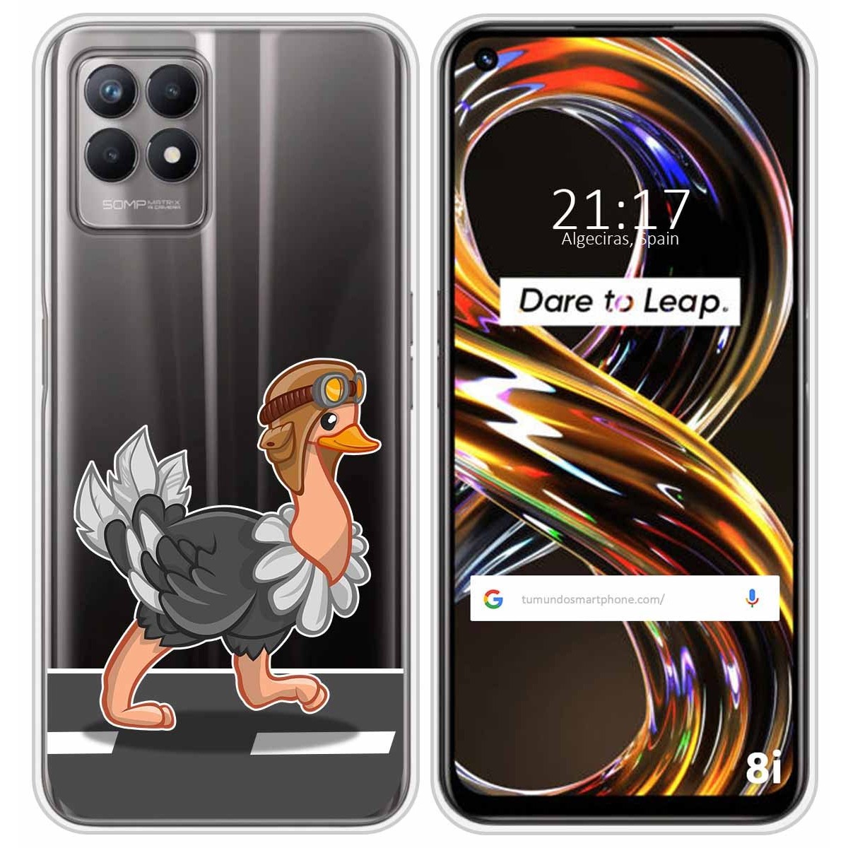 Funda Silicona Transparente para Realme 8i diseño Avestruz Dibujos
