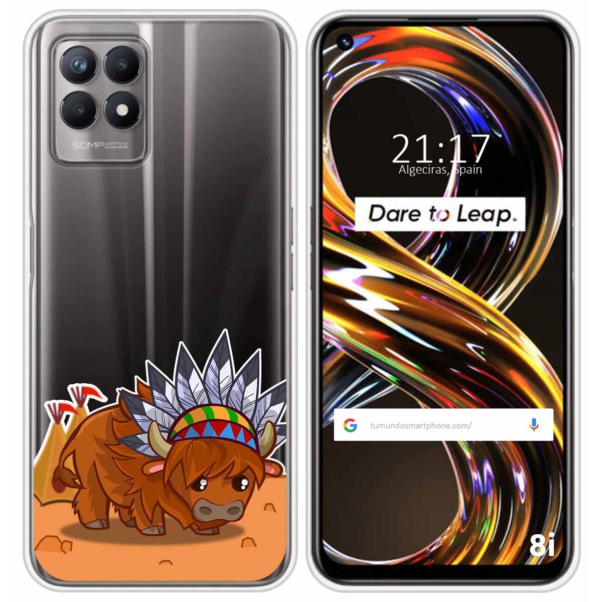 Funda Silicona Transparente para Realme 8i diseño Bufalo Dibujos