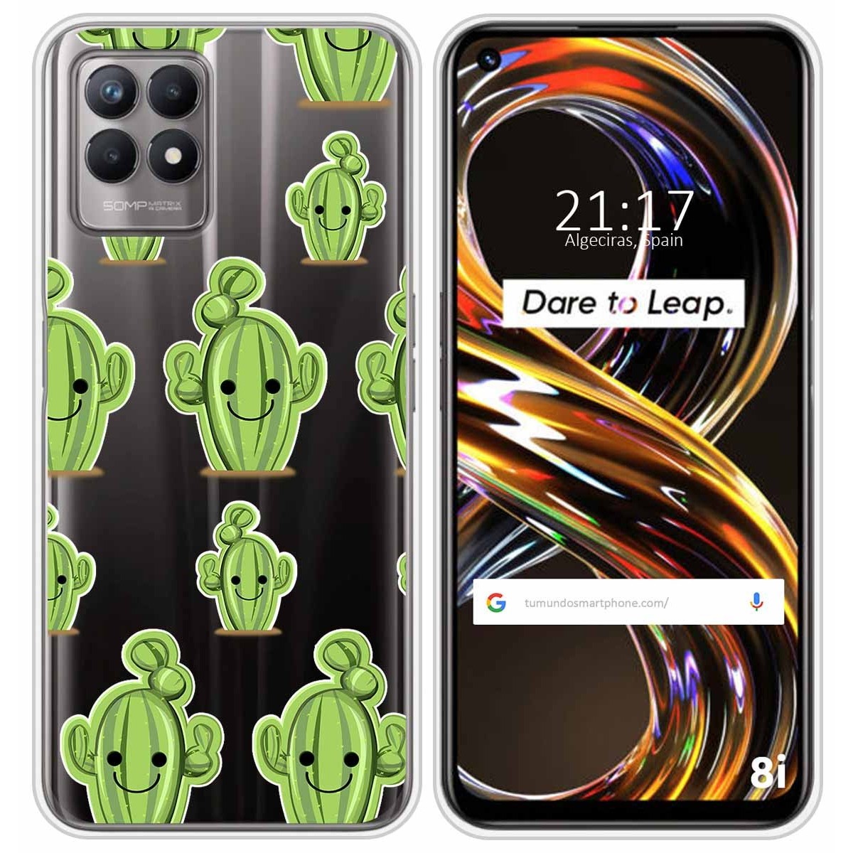 Funda Silicona Transparente para Realme 8i diseño Cactus Dibujos