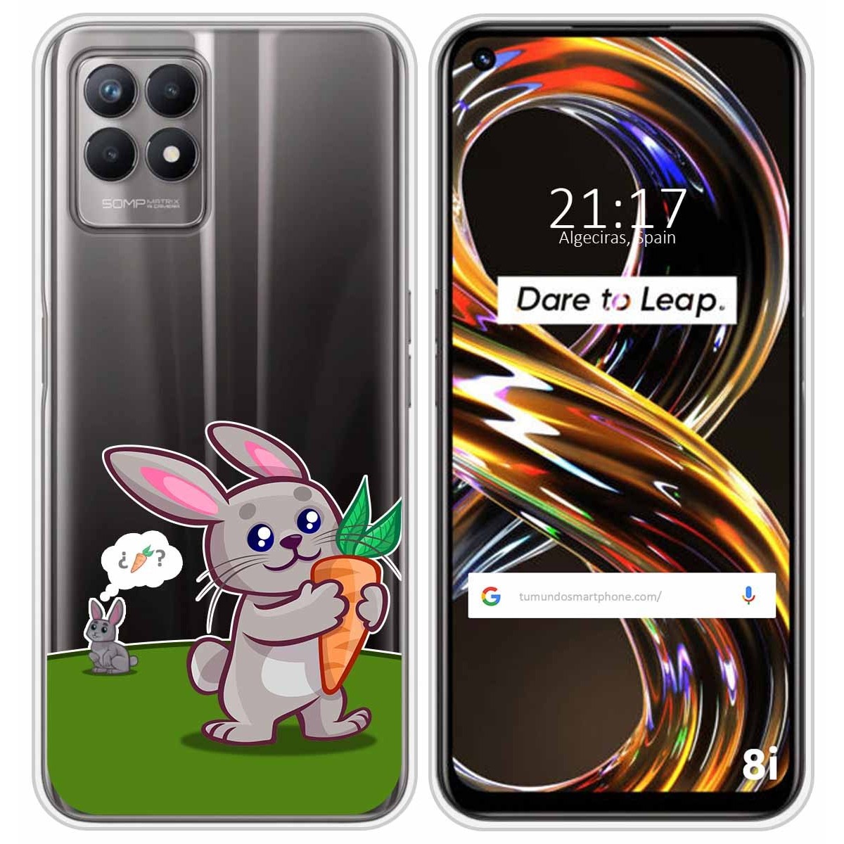 Funda Silicona Transparente para Realme 8i diseño Conejo Dibujos