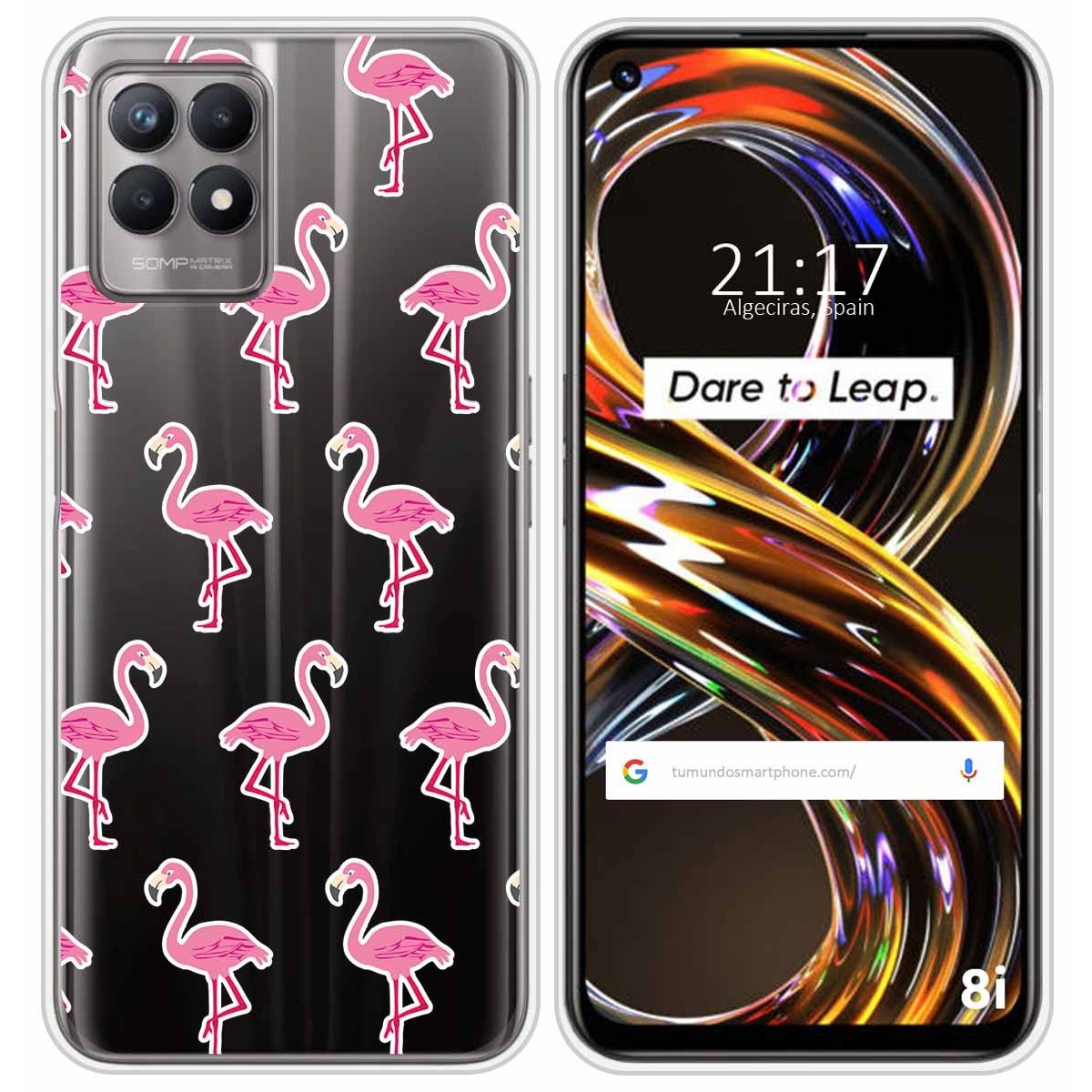 Funda Silicona Transparente para Realme 8i diseño Flamenco Dibujos