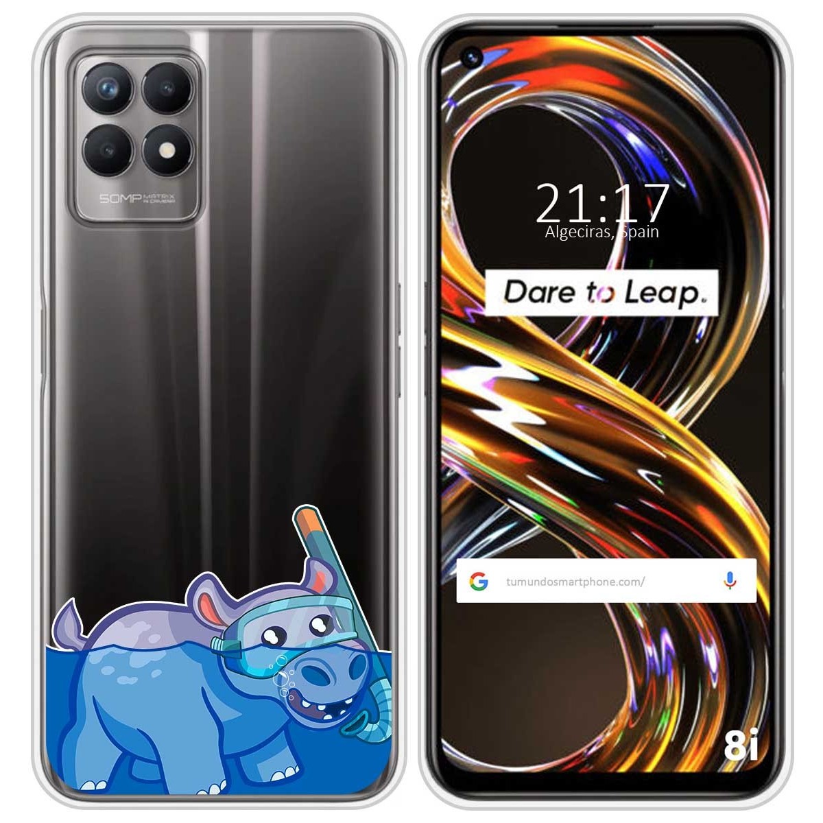 Funda Silicona Transparente para Realme 8i diseño Hipo Dibujos