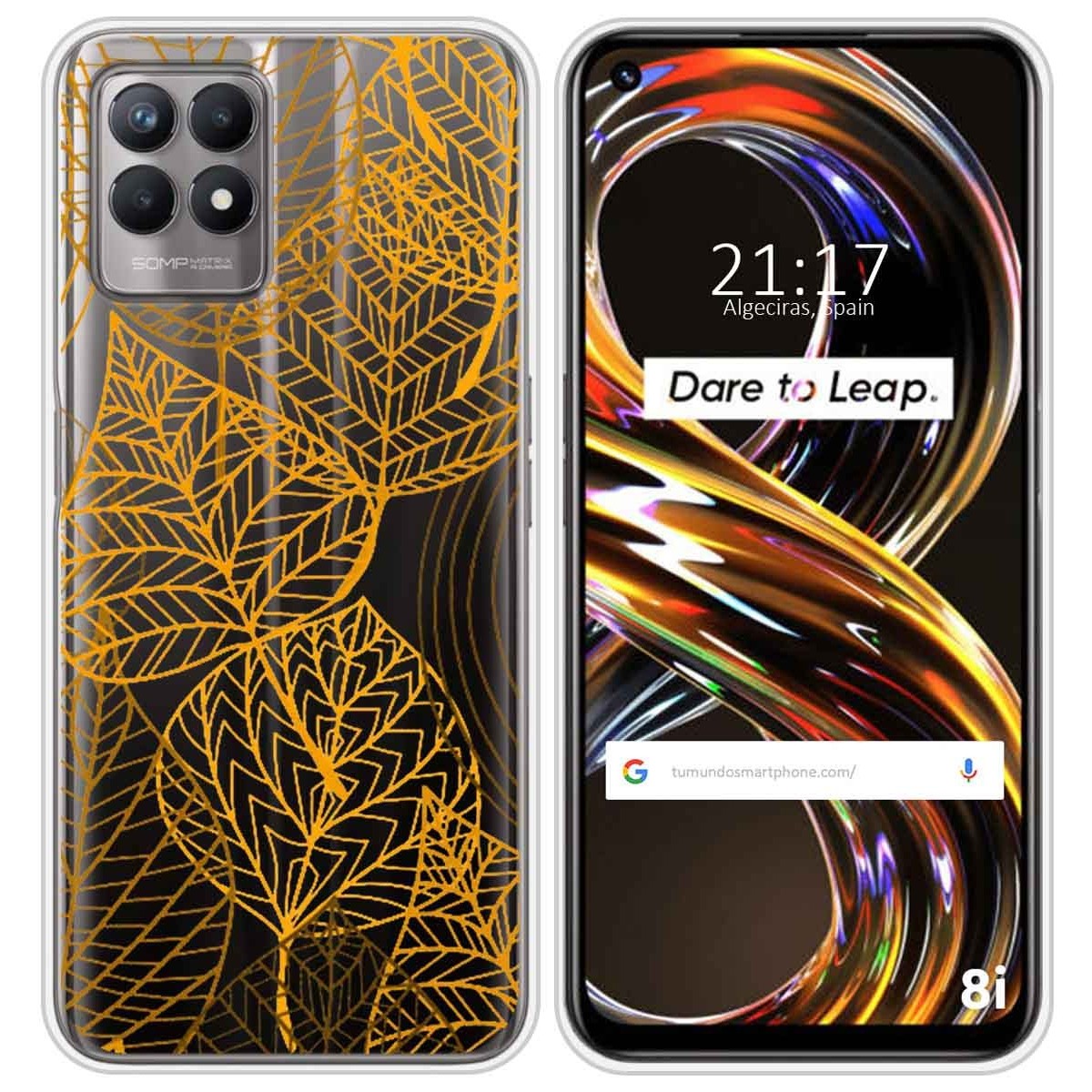 Funda Silicona Transparente para Realme 8i diseño Hojas Dibujos