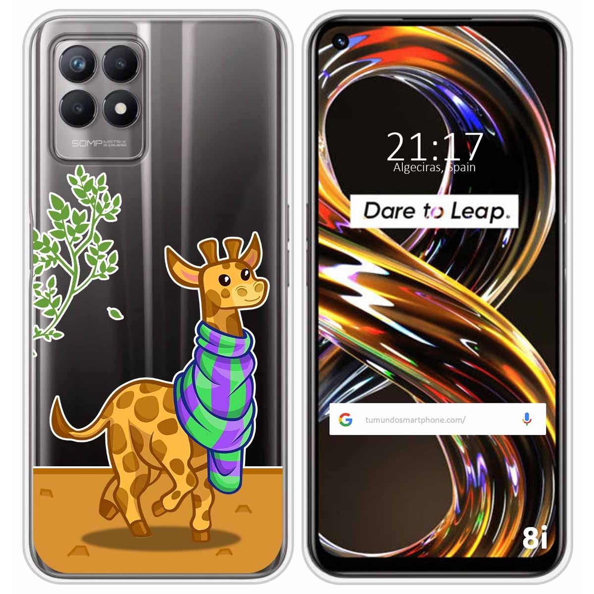 Funda Silicona Transparente para Realme 8i diseño Jirafa Dibujos