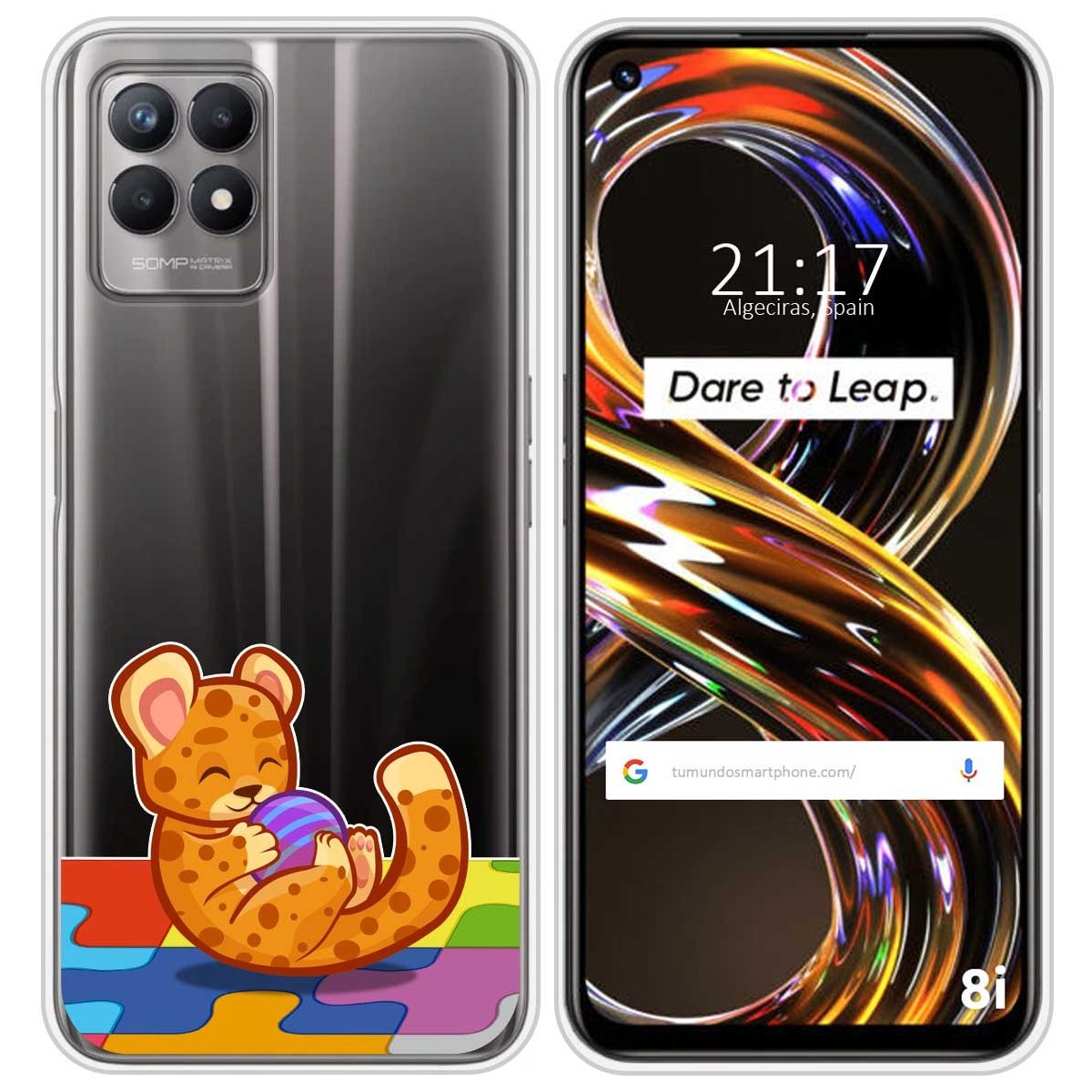 Funda Silicona Transparente para Realme 8i diseño Leopardo Dibujos