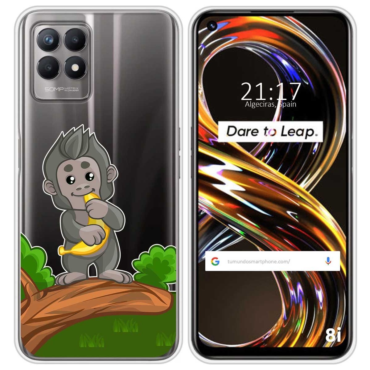 Funda Silicona Transparente para Realme 8i diseño Mono Dibujos