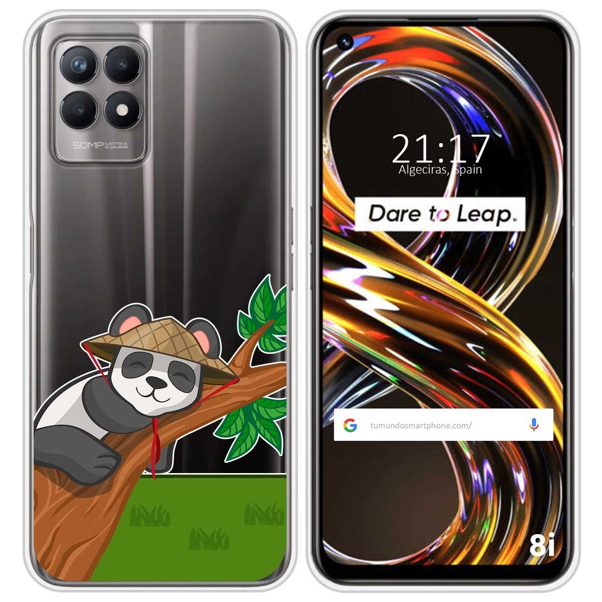 Funda Silicona Transparente para Realme 8i diseño Panda Dibujos