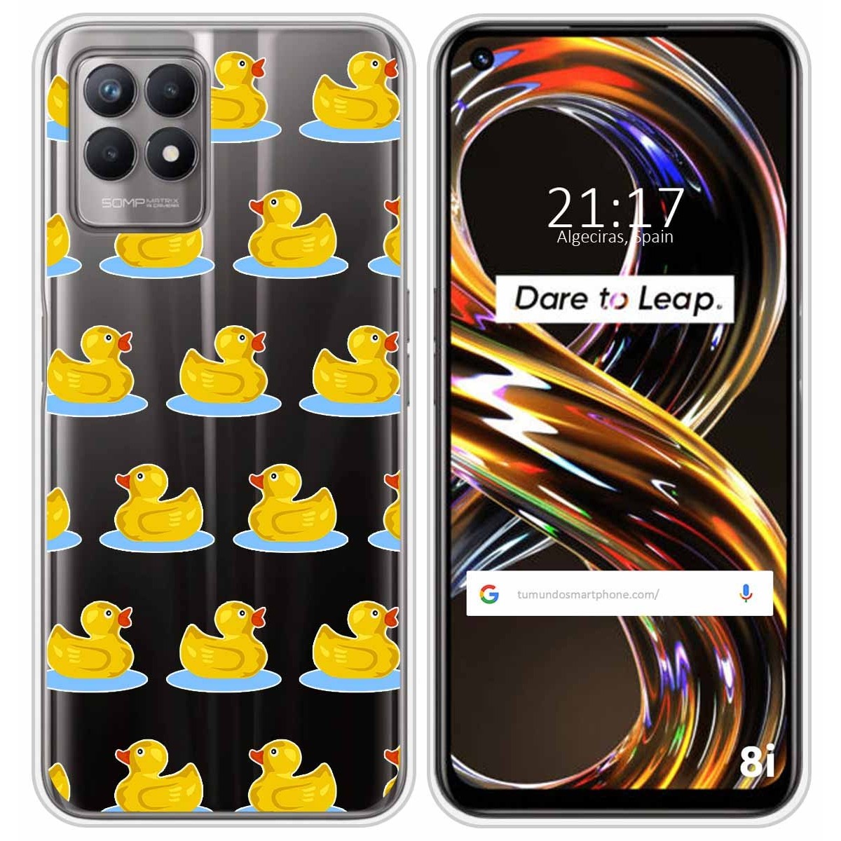 Funda Silicona Transparente para Realme 8i diseño Pato Dibujos
