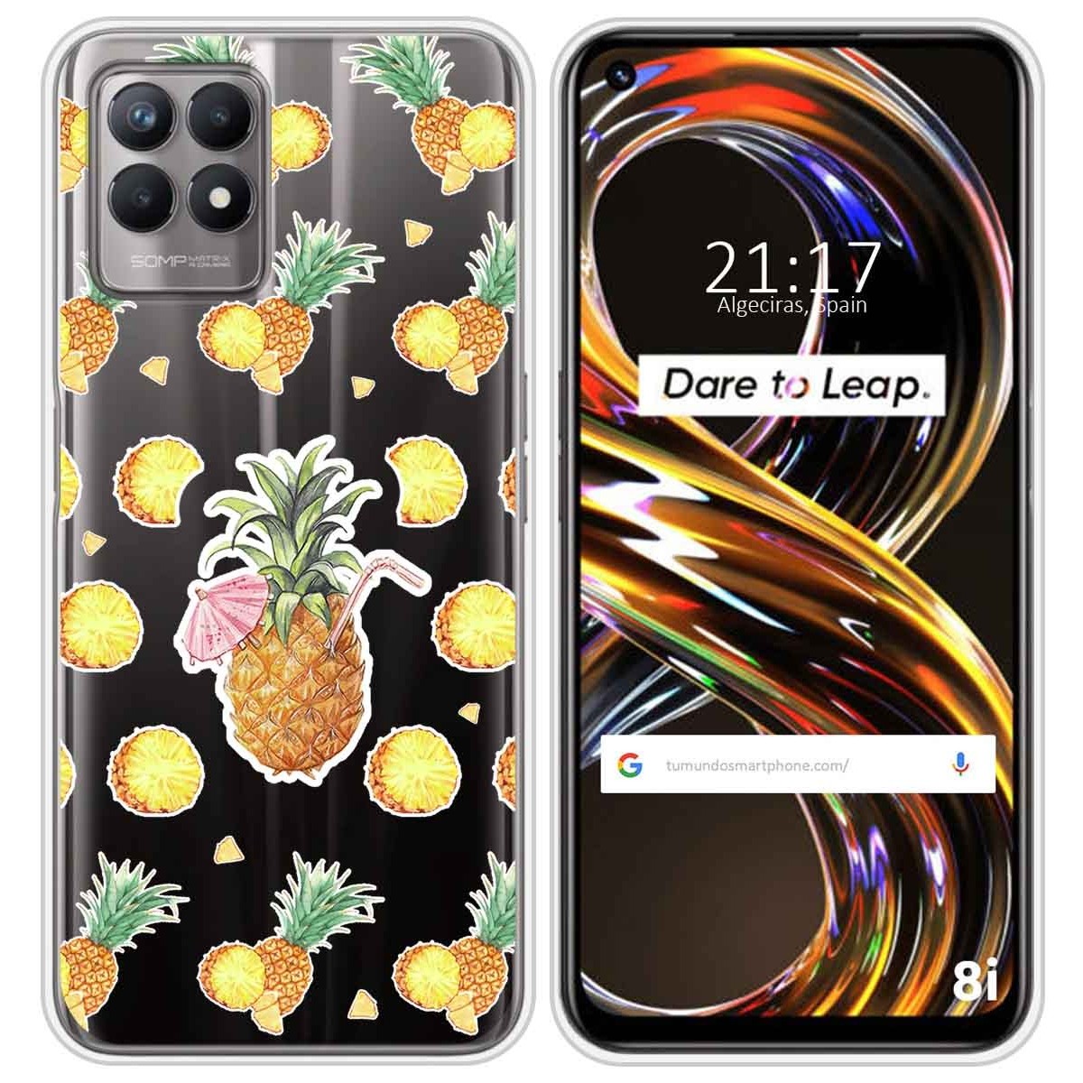 Funda Silicona Transparente para Realme 8i diseño Piña Dibujos