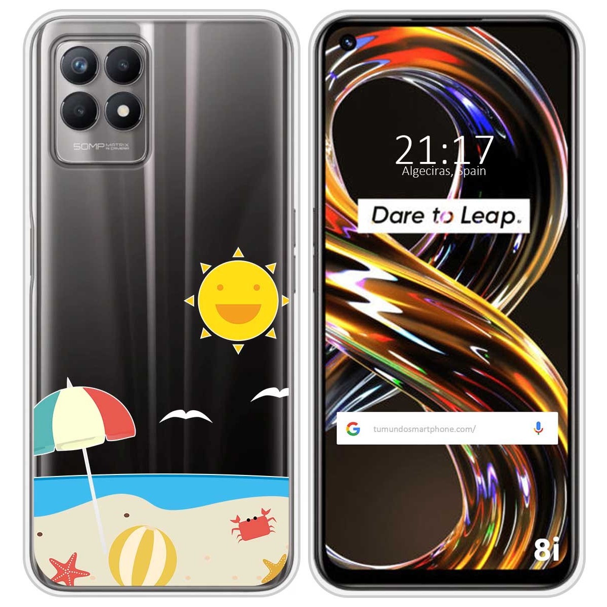 Funda Silicona Transparente para Realme 8i diseño Playa Dibujos