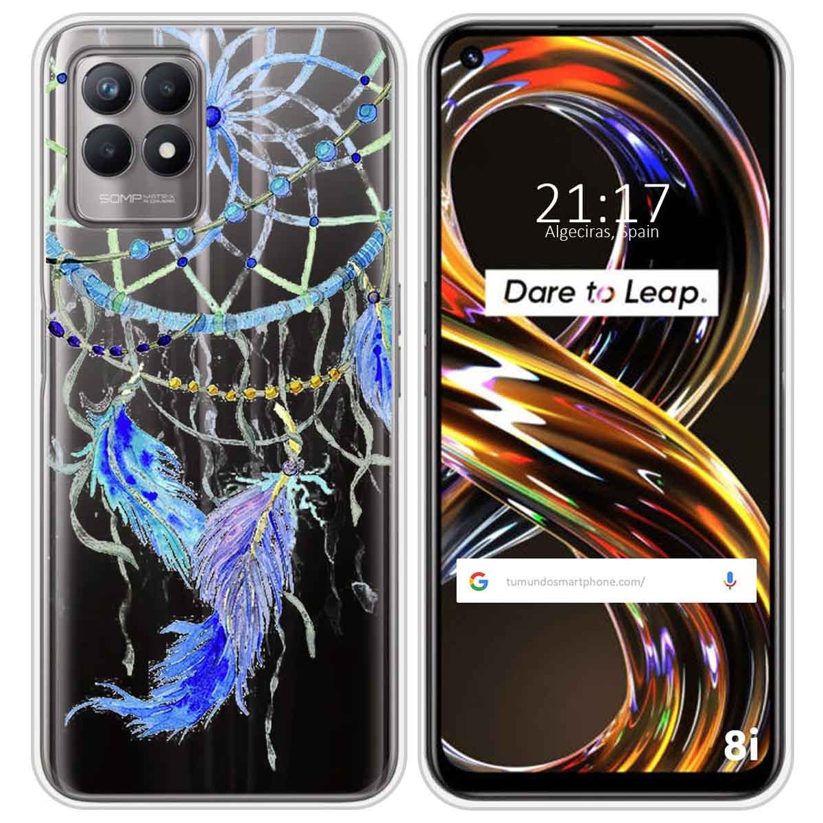 Funda Silicona Transparente para Realme 8i diseño Plumas Dibujos
