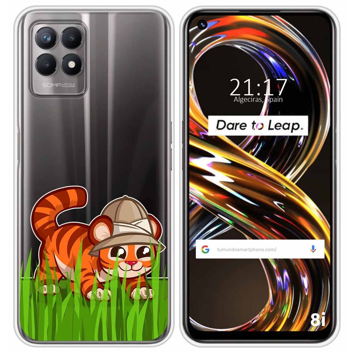 Funda Silicona Transparente para Realme 8i diseño Tigre Dibujos