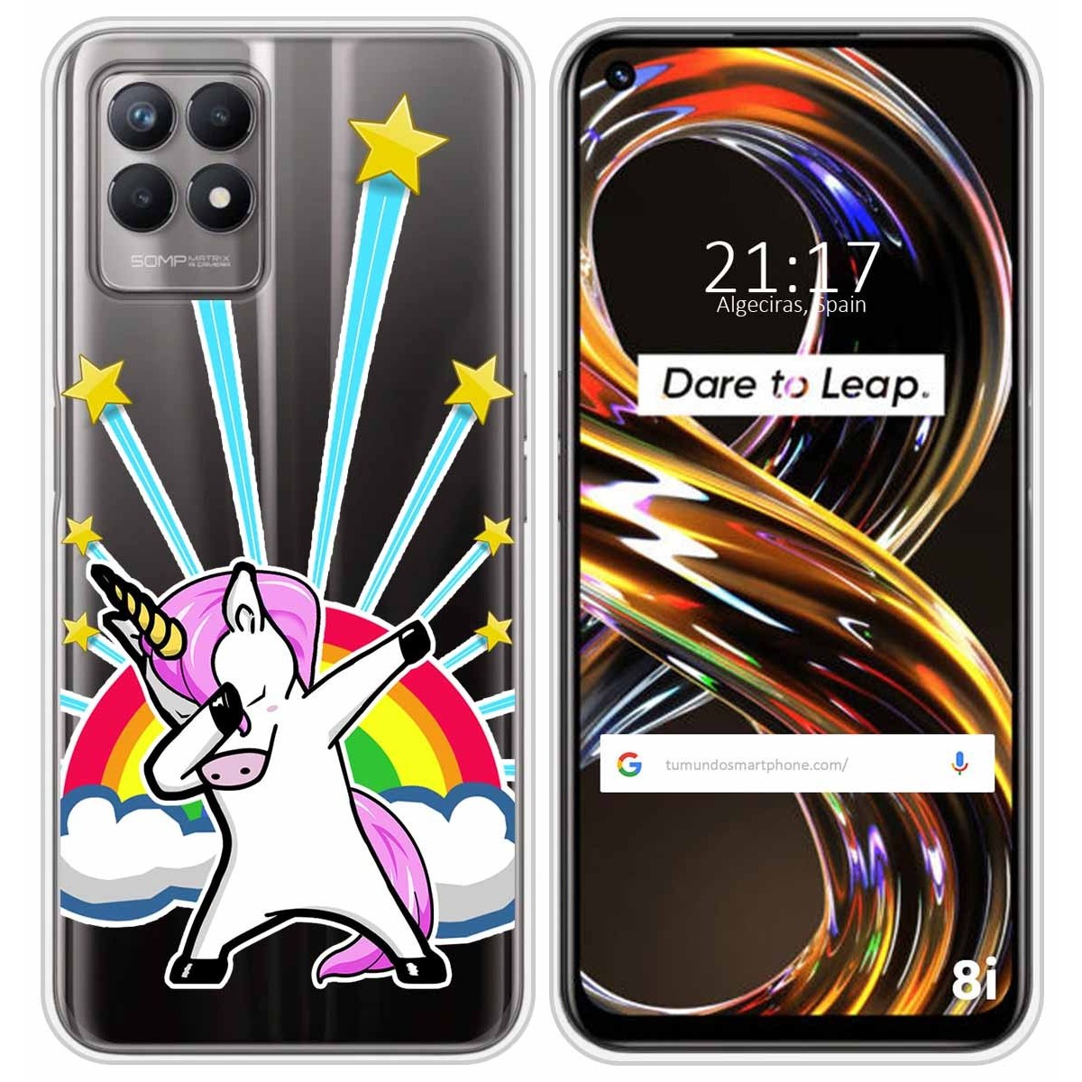 Funda Silicona Transparente para Realme 8i diseño Unicornio Dibujos