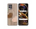 Funda Silicona para Realme 8i diseño Corazones Madera Dibujos