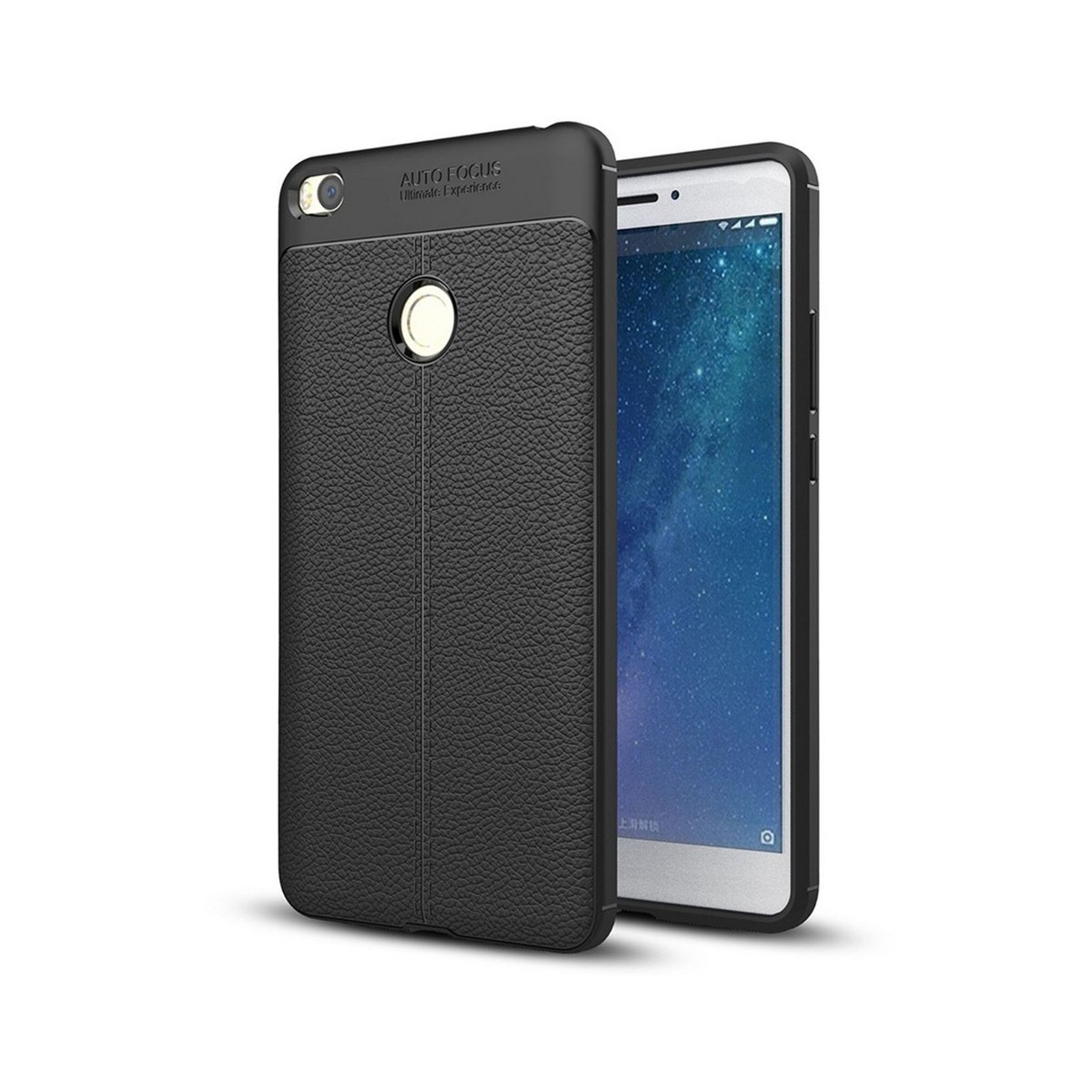 Funda Gel Tpu Tipo Piel Negra para Xiaomi Mi Max 2