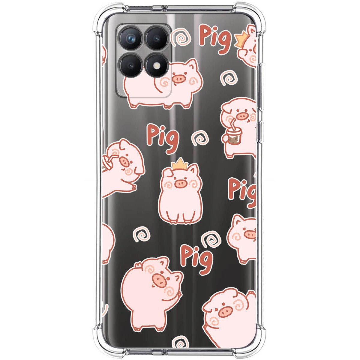 Funda Silicona Antigolpes para Realme 8i diseño Cerdos Dibujos