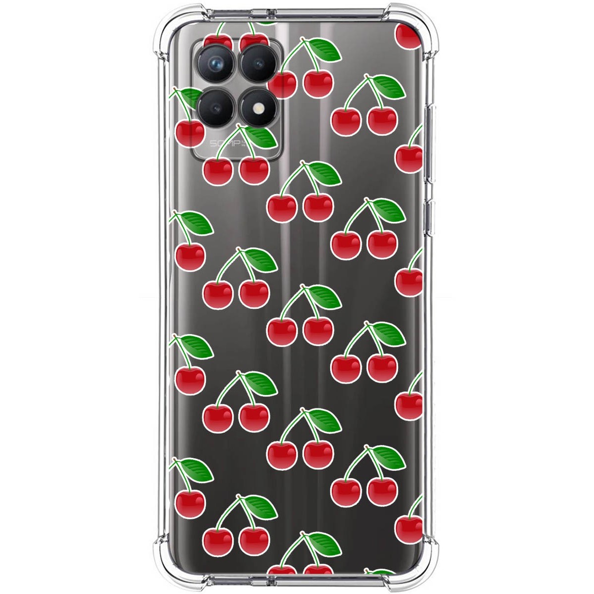 Funda Silicona Antigolpes para Realme 8i diseño Cerezas Dibujos