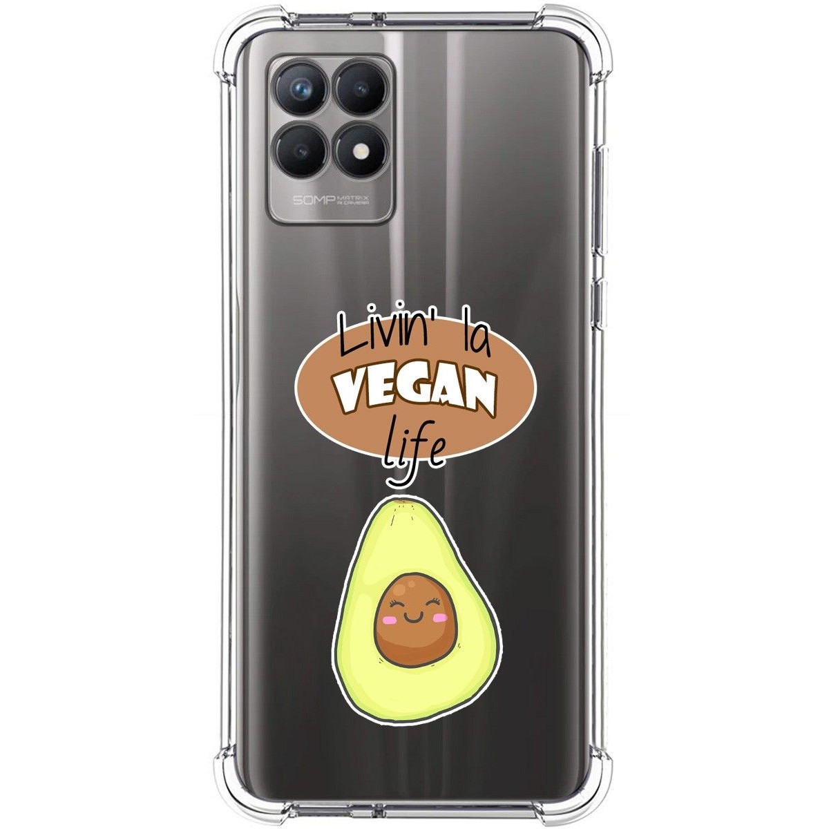 Funda Silicona Antigolpes para Realme 8i diseño Vegan Life Dibujos