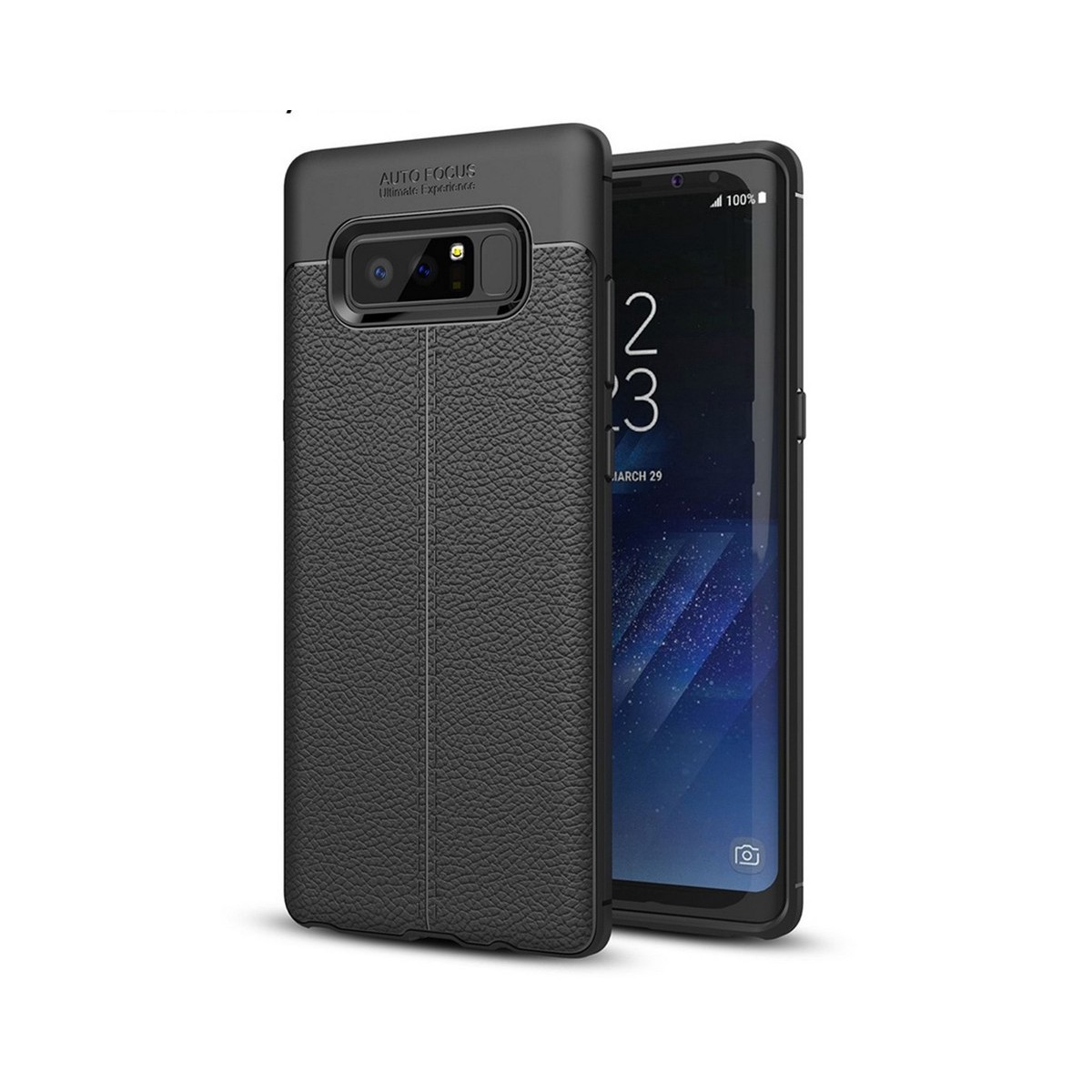 Funda Gel Tpu Tipo Piel Negra para Samsung Galaxy Note 8