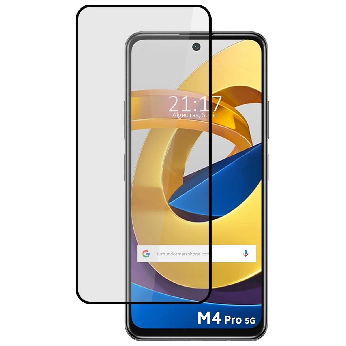 Protector Cristal Templado Completo 5D Full Glue Negro para Xiaomi POCO M4 Pro 5G Vidrio