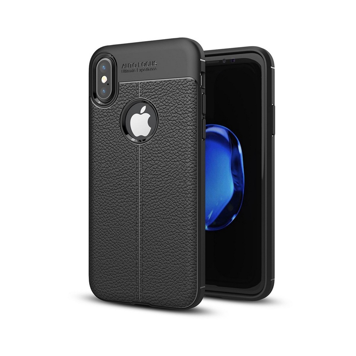 Funda Gel Tpu Tipo Piel Negra para Iphone X / Xs
