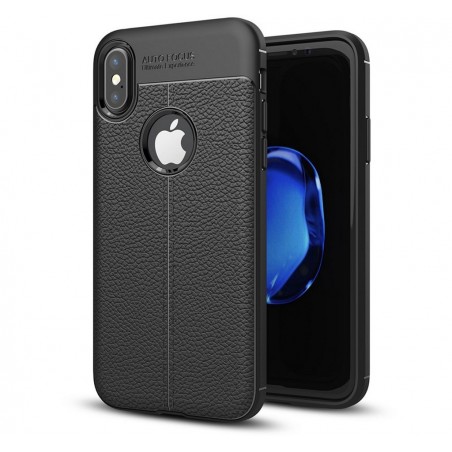 Funda Gel Tpu Tipo Piel Negra para Iphone X / Xs