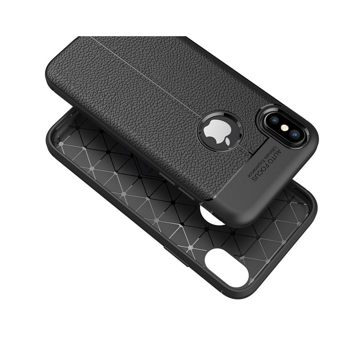 Funda Gel Tpu Tipo Piel Negra para Iphone X / Xs