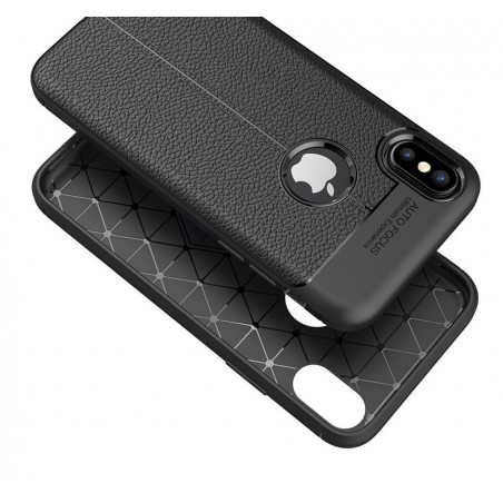 Funda Gel Tpu Tipo Piel Negra para Iphone X / Xs