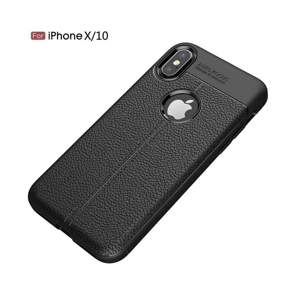 Funda Gel Tpu Tipo Piel Negra para Iphone X / Xs