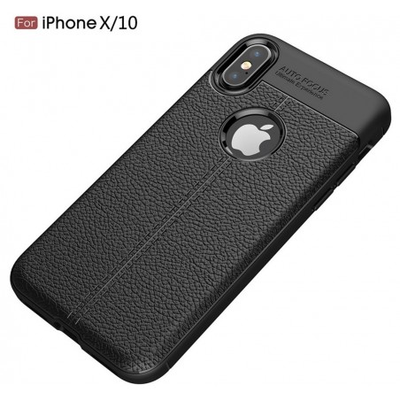 Funda Gel Tpu Tipo Piel Negra para Iphone X / Xs