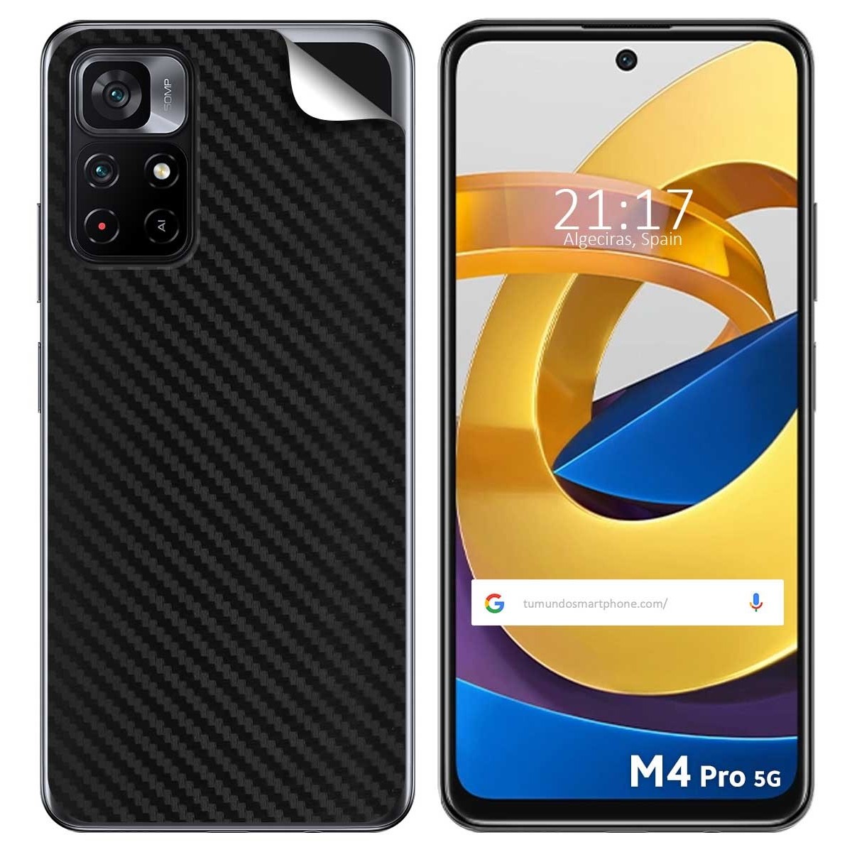Pegatina Vinilo Autoadhesiva Textura Carbono para Xiaomi POCO M4 Pro 5G