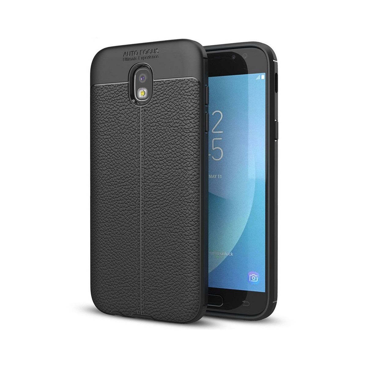 Funda Gel Tpu Tipo Piel Negra para Samsung Galaxy J3 (2017)