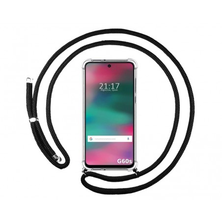 Funda Colgante Transparente para Motorola Moto G60s con Cordon Negro