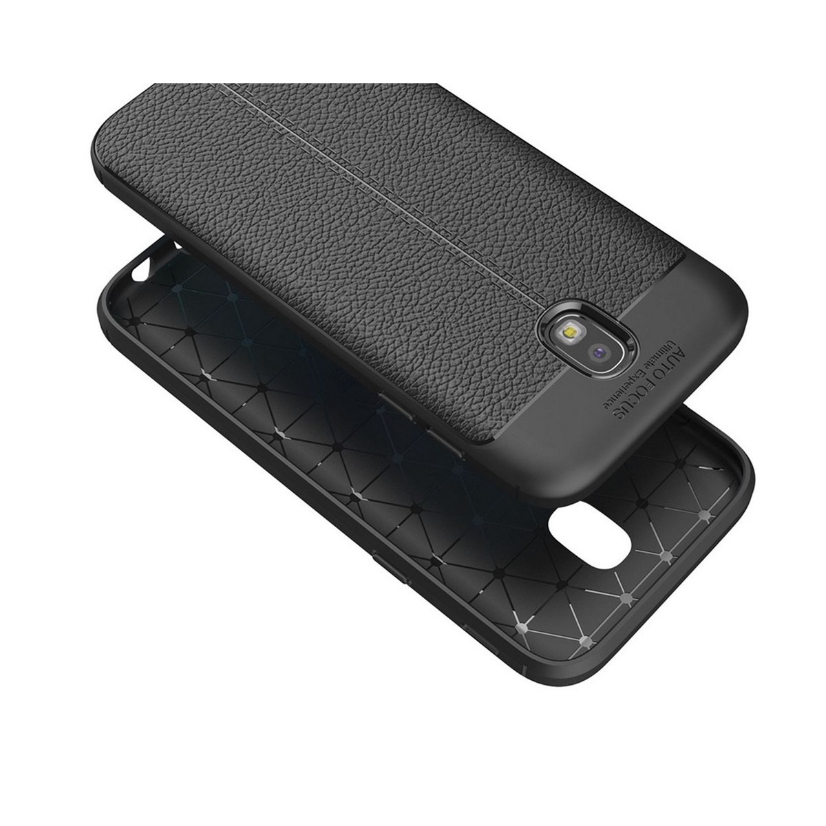 Funda Gel Tpu Tipo Piel Negra para Samsung Galaxy J3 (2017)