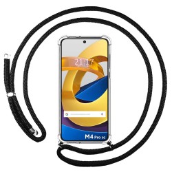Funda Colgante Transparente para Xiaomi POCO M4 Pro 5G con Cordon Negro