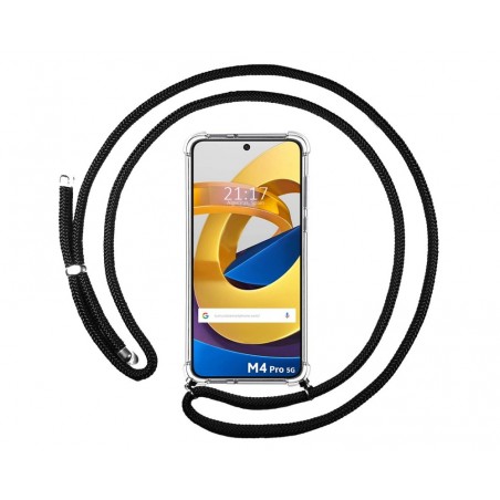 Funda Colgante Transparente para Xiaomi POCO M4 Pro 5G con Cordon Negro