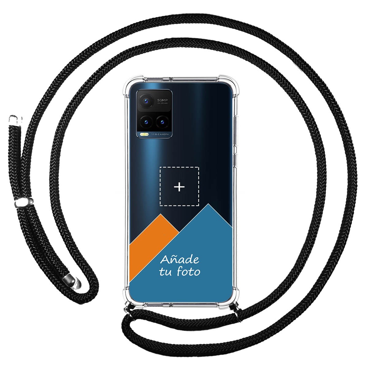 Personaliza tu Funda Colgante Transparente para Vivo Y21 / Y21s / Y33s con Cordon Negro Dibujo Personalizada