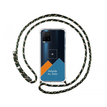 Personaliza tu Funda Colgante Transparente para Vivo Y21 / Y21s / Y33s con Cordon Verde / Dorado Dibujo Personalizada