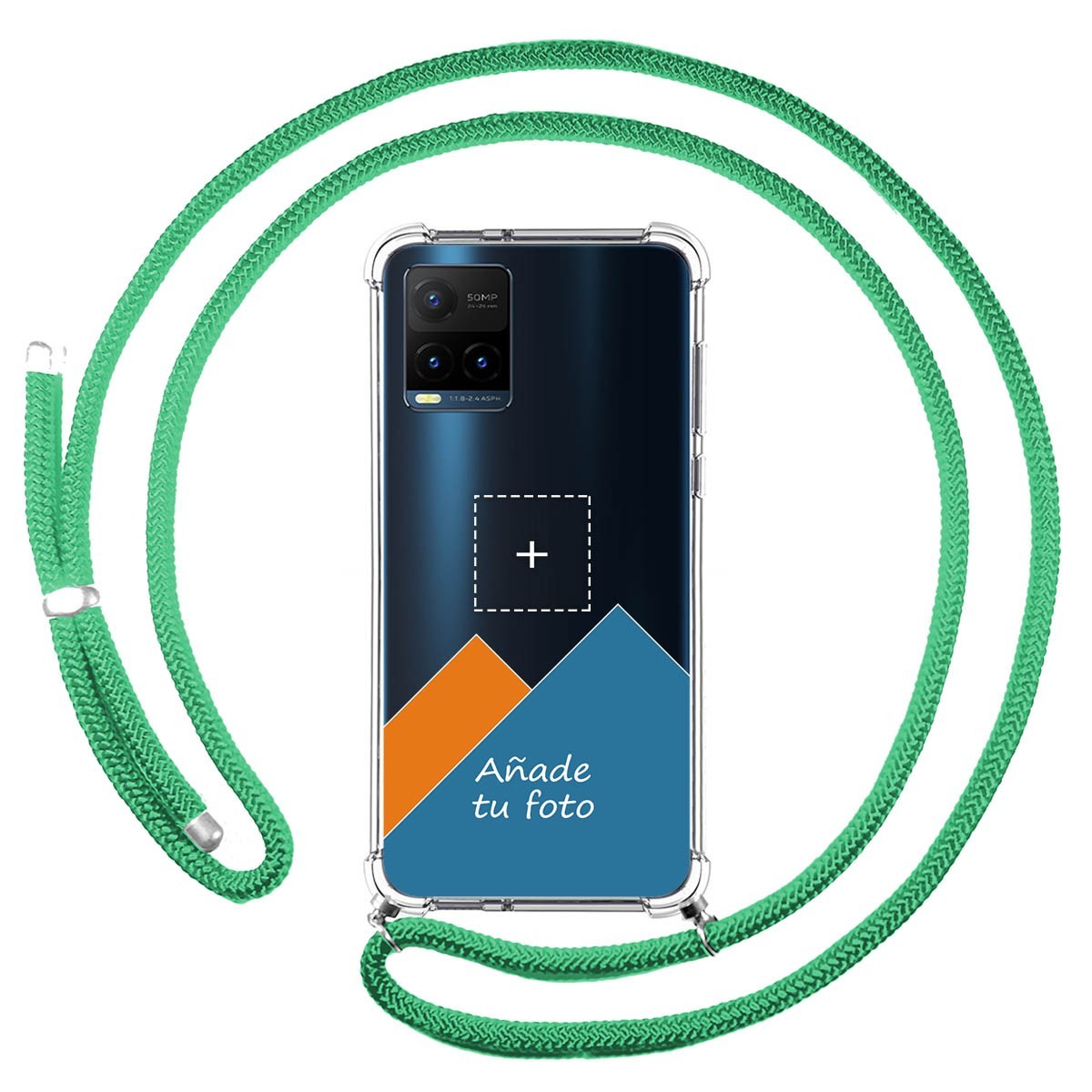 Personaliza tu Funda Colgante Transparente para Vivo Y21 / Y21s / Y33s con Cordon Verde Agua Dibujo Personalizada