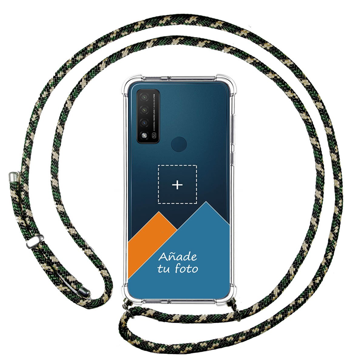 Personaliza tu Funda Colgante Transparente para TCL 20 R 5G con Cordon Verde / Dorado Dibujo Personalizada