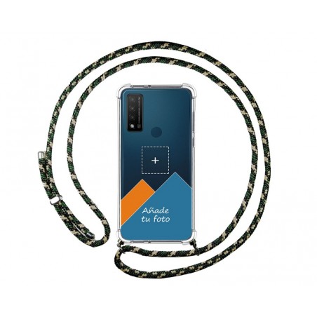 Personaliza tu Funda Colgante Transparente para TCL 20 R 5G con Cordon Verde / Dorado Dibujo Personalizada