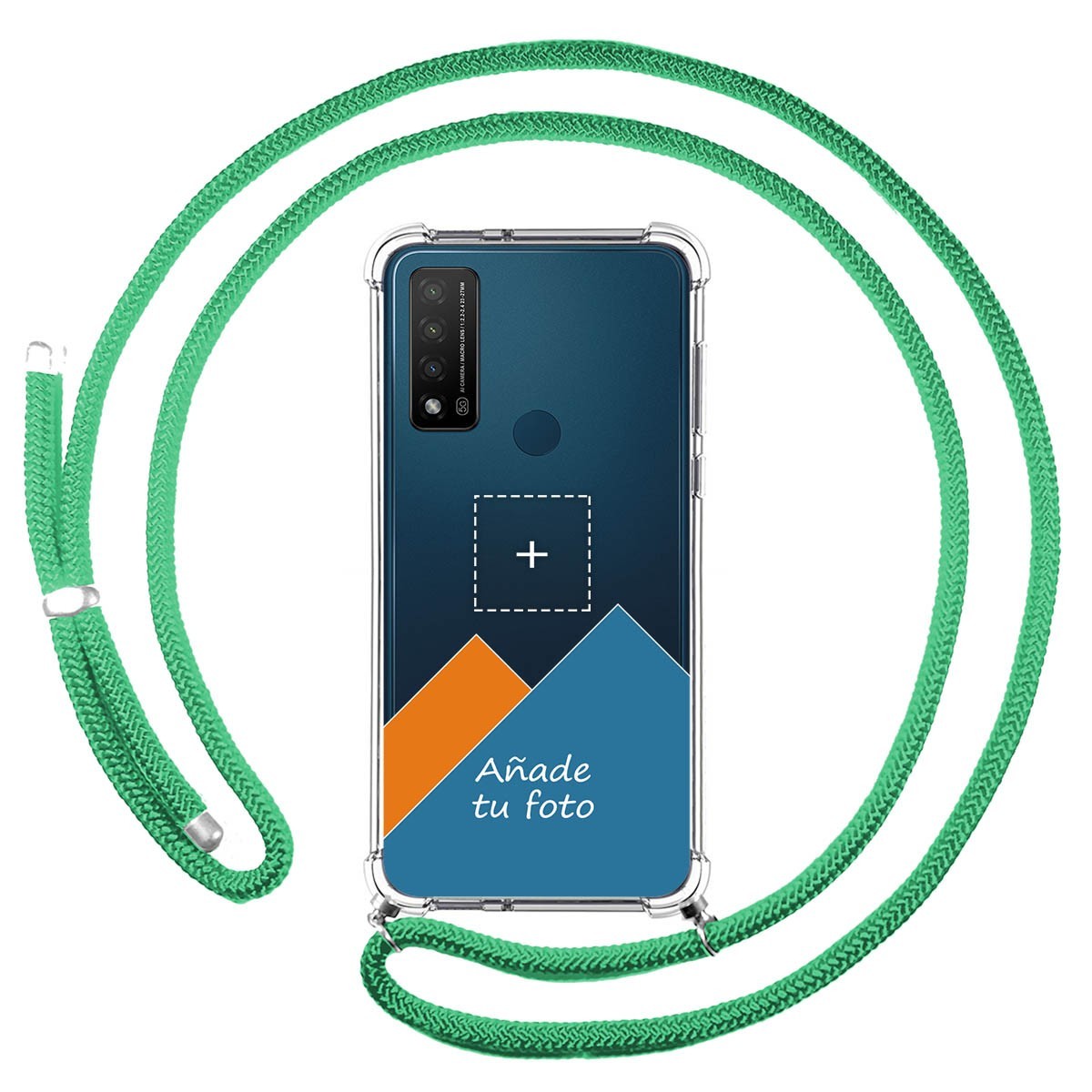 Personaliza tu Funda Colgante Transparente para TCL 20 R 5G con Cordon Verde Agua Dibujo Personalizada