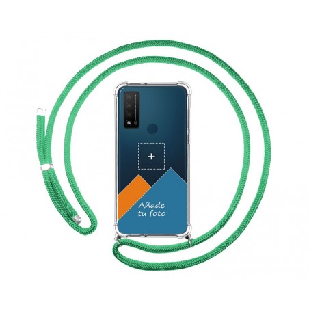 Personaliza tu Funda Colgante Transparente para TCL 20 R 5G con Cordon Verde Agua Dibujo Personalizada